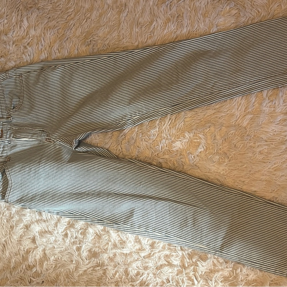 Oat New York Blue and White Striped Straight Leg Jeans- Size 6